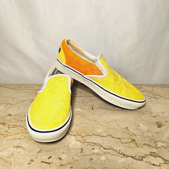 Vans Off The Wall x Penn Tennis Comfy Cush Slip On Sneakers Yellow Orange Unisex - Picture 1 of 7